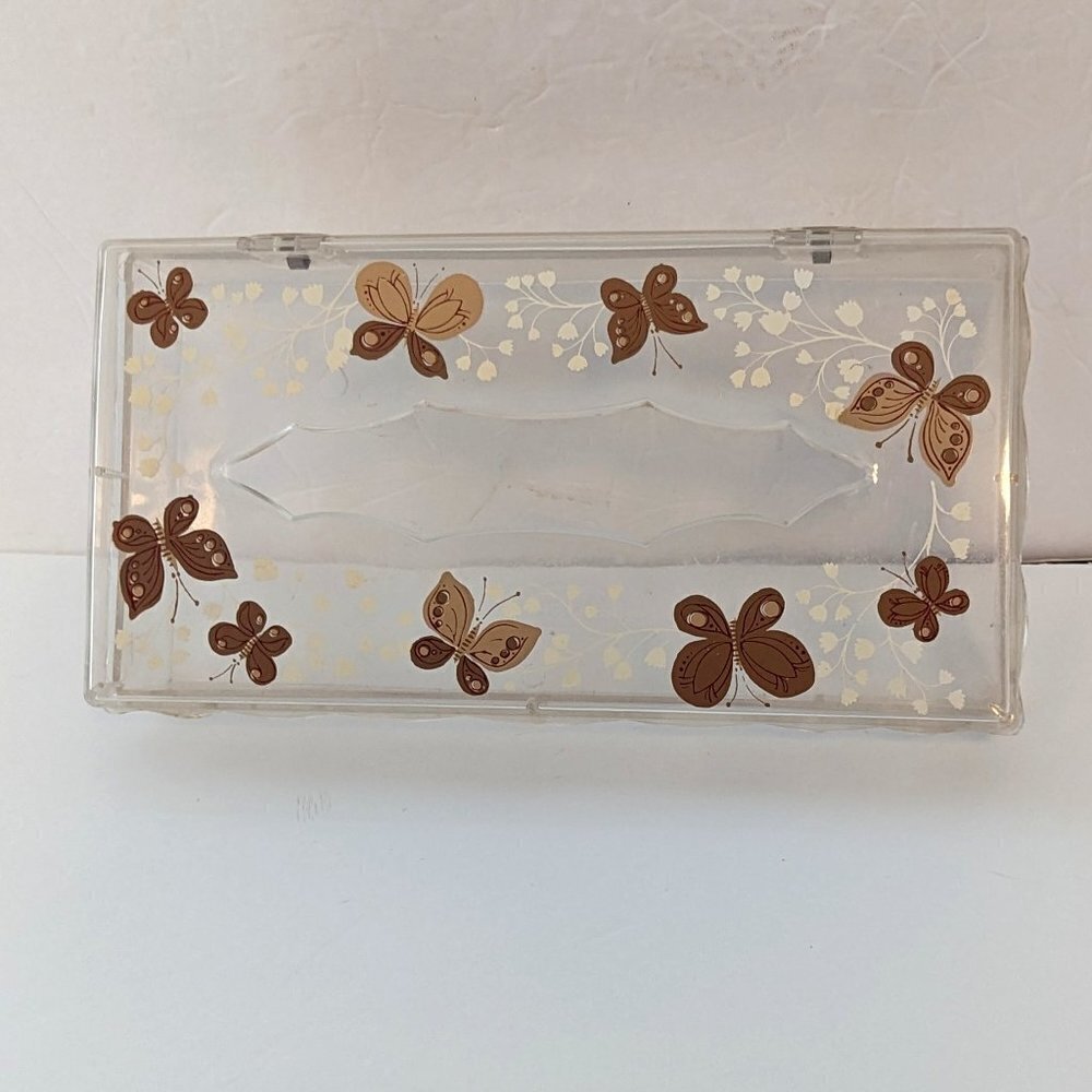 Vintage MCM Wolff Butterflies Tissue Box Holder Cover Lucite Acrylic Plastic‎